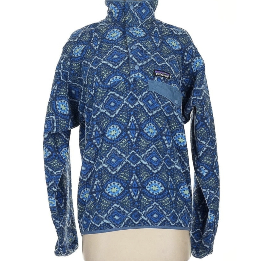 Rare Patagonia Honeycomb Blue Synchilla Fleece Pullover XS - Picture 6 of 9